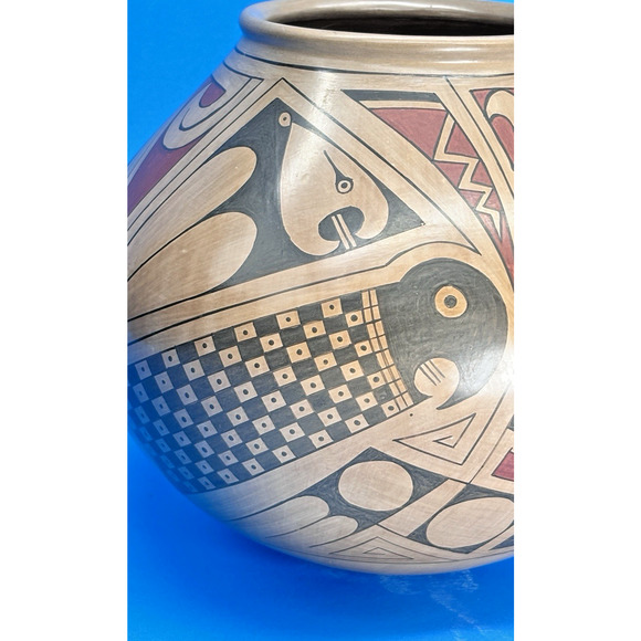 Andrea Villalba Signed Pottery MataOrtiz Polychrome HandPainted Geometric Animal - Picture 13 of 16